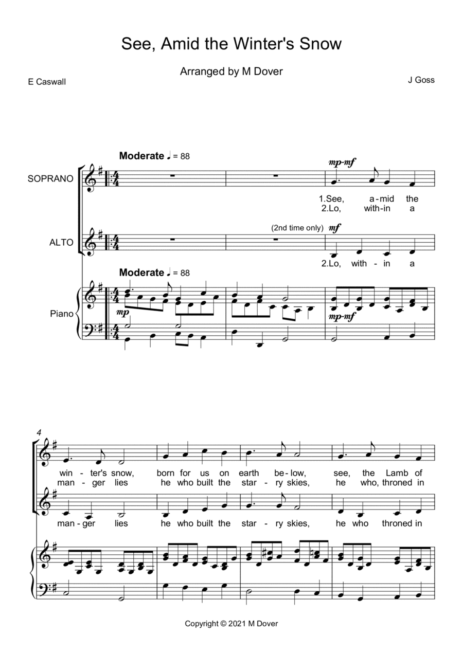 See Amid the Winter's Snow - Two part Choir - SA - Upper Voices (arr. Martin Dover)