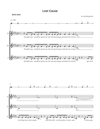 Lost Cause (arr. MaryAnne Muglia Smith)