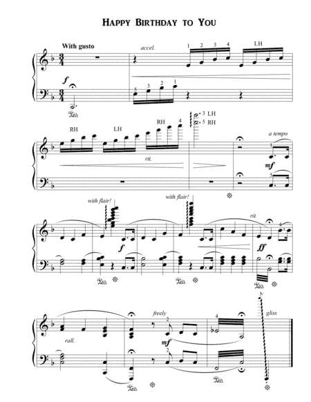 Happy Birthday to You (standard notation, intermediate+) (arr. Dennis Frayne)