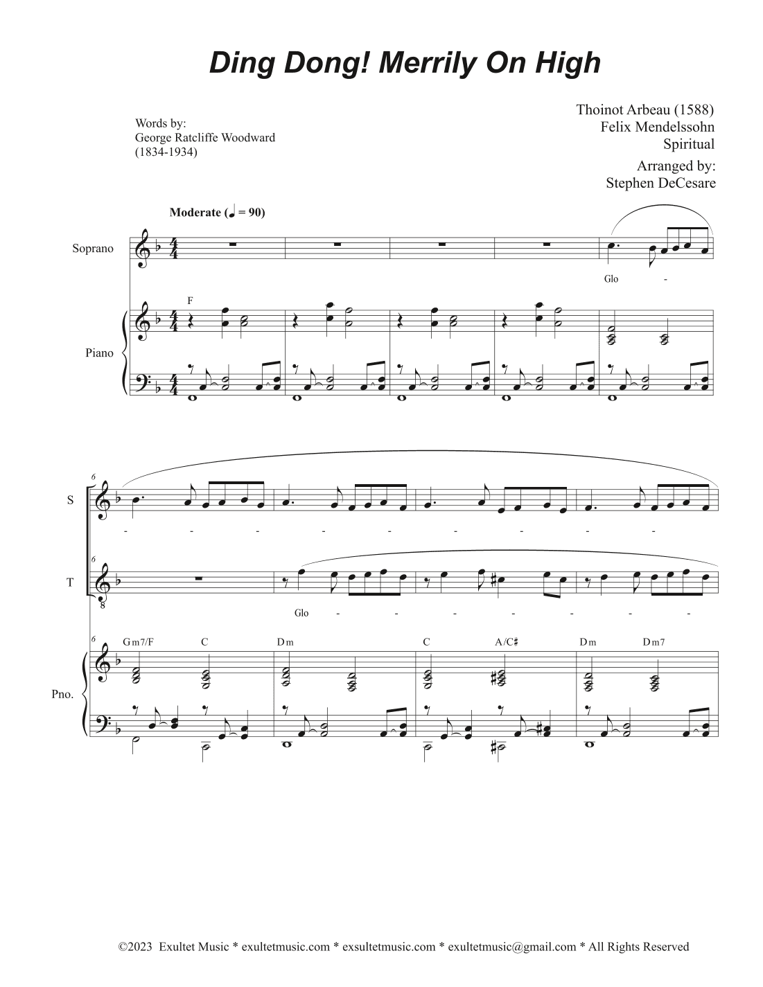 Ding Dong! Merrily On High (Duet for Soprano and Tenor solo) (arr. Stephen DeCesare)