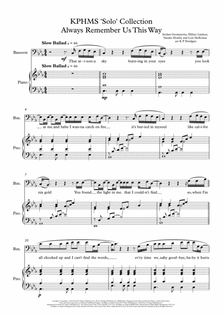 Always Remember Us This Way (arr. Kevin P Holdgate)