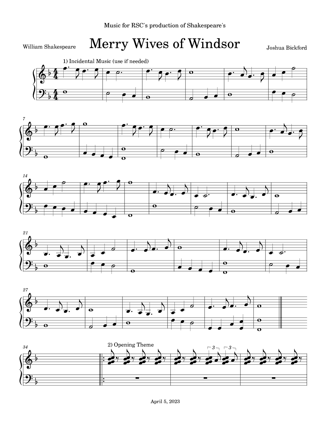 Music for The Merry Wives of Windsor