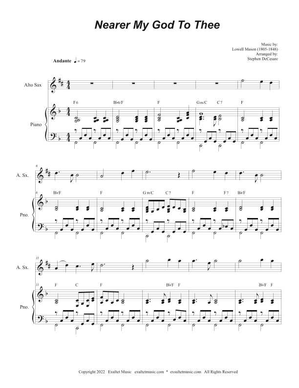 Nearer My God To Thee (Alto Saxophone and Piano) (arr. Stephen DeCesare)