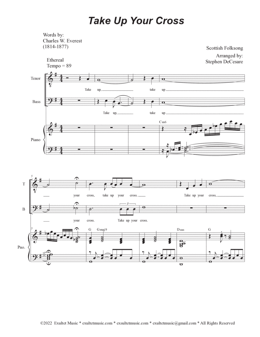 Take Up Your Cross (Duet for Tenor and Bass solo) (arr. Stephen DeCesare)