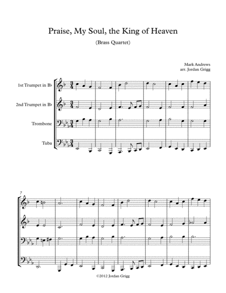 Praise, My Soul, the King of Heaven (Brass Quartet) (arr. Jordan Grigg)