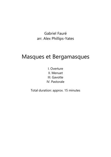 Masques et Bergamasques (Wind Decet/Double Quintet) (arr. Alex Phillips-Yates)