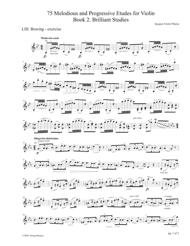 Mazas 75 Melodious & Progressive Etudes for Violin Book 2, No. 53 (arr. String Masters)