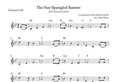 The Star Spangled Banner (USA National Anthem) for Clarinet in Bb Solo with Chords (Ab Major) (arr. Fabio Britto)