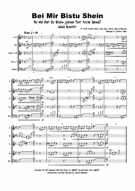 Bei Mir Bist Du Schon (means That You're Grand) (arr. Thomas Graf)