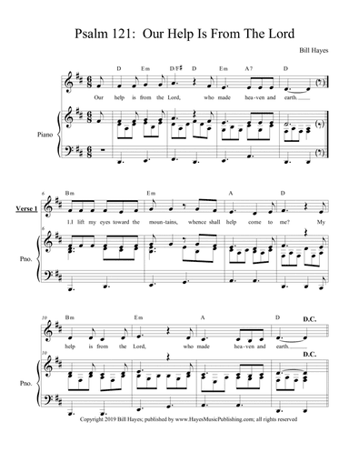 Psalm 121 Our Help Is In The Lord - piano/vocal
