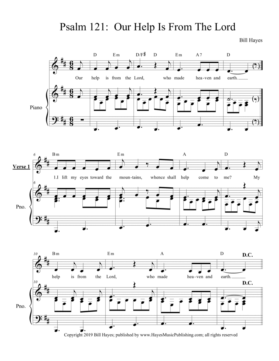 Psalm 121 Our Help Is In The Lord - piano/vocal