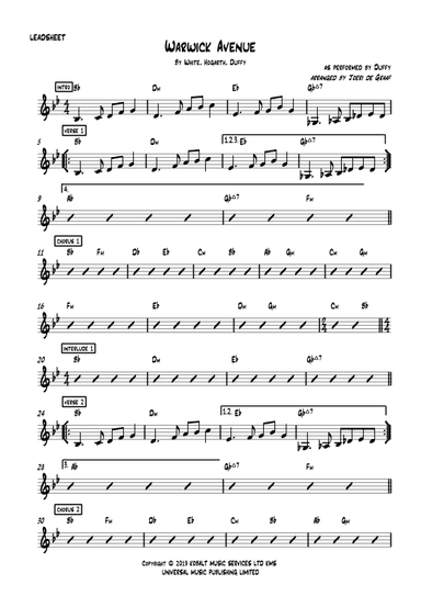 Warwick Avenue (arr. Joeri de Graaf)
