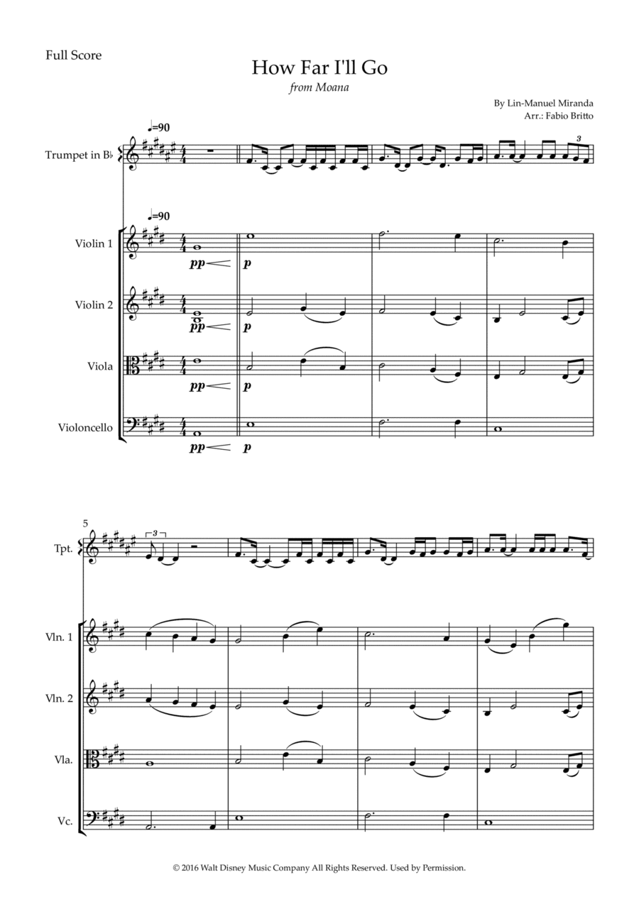 How Far I'll Go (arr. Fabio Britto)