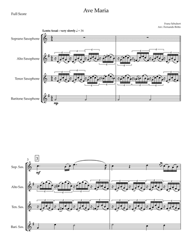 Ave Maria (Franz Schubert) for Saxophone Quartet (arr. Fernando Britto)