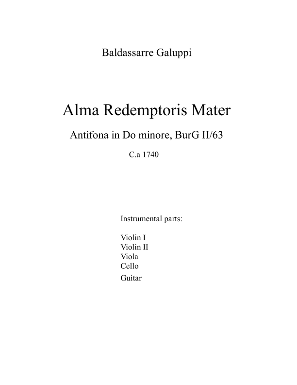 Alma Redemptoris Mater - Antifona in Do minore, BurG II/63 (arr. Davide Bizzarri)