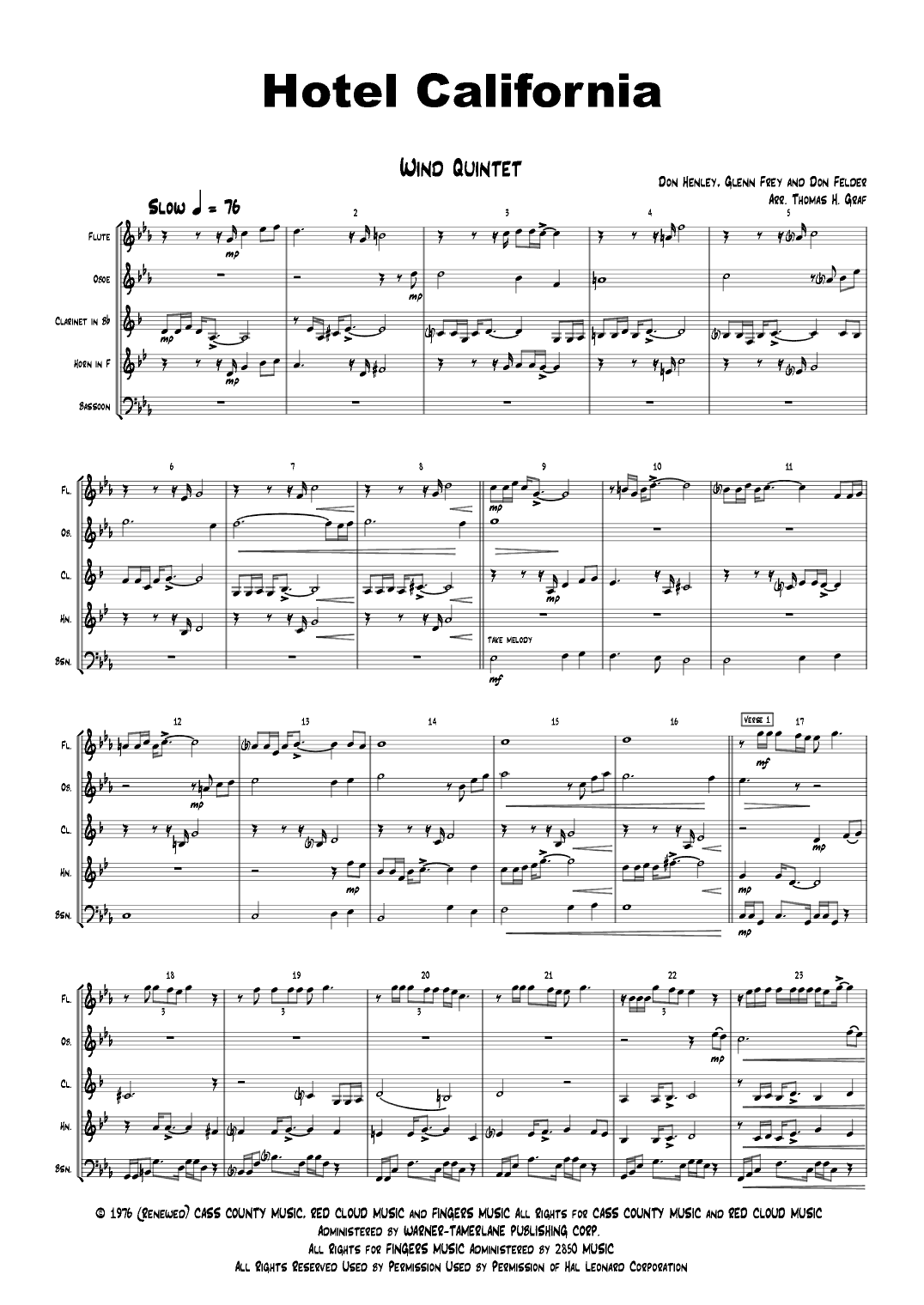 Hotel California (arr. Thomas Graf)