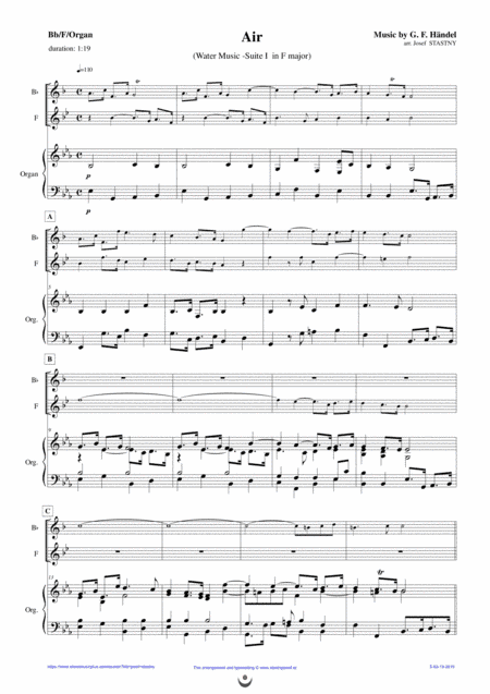 Air and Minuet (Water Music) (arr. Josef STASTNY)