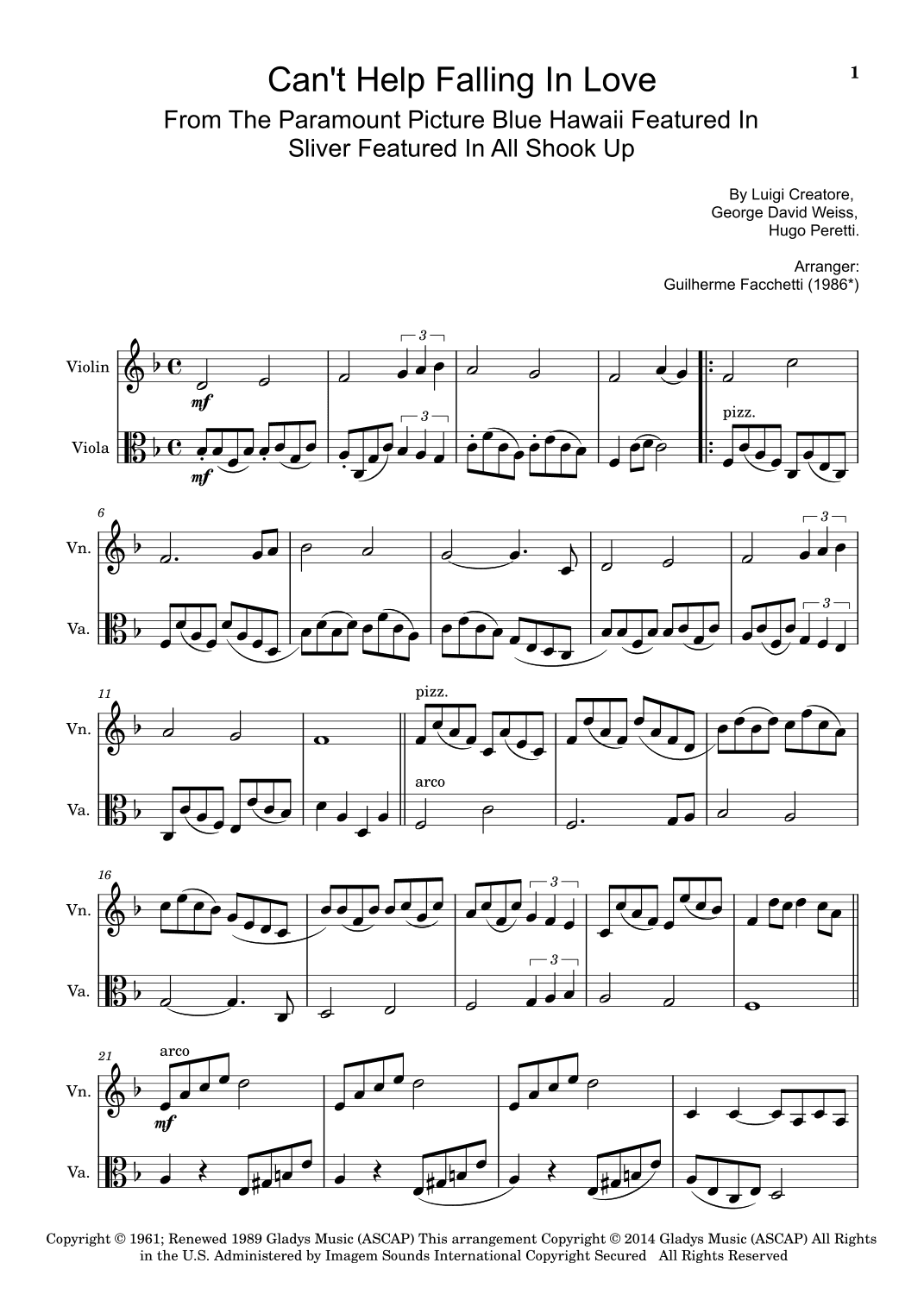 Can't Help Falling In Love (arr. Guilherme Facchetti)