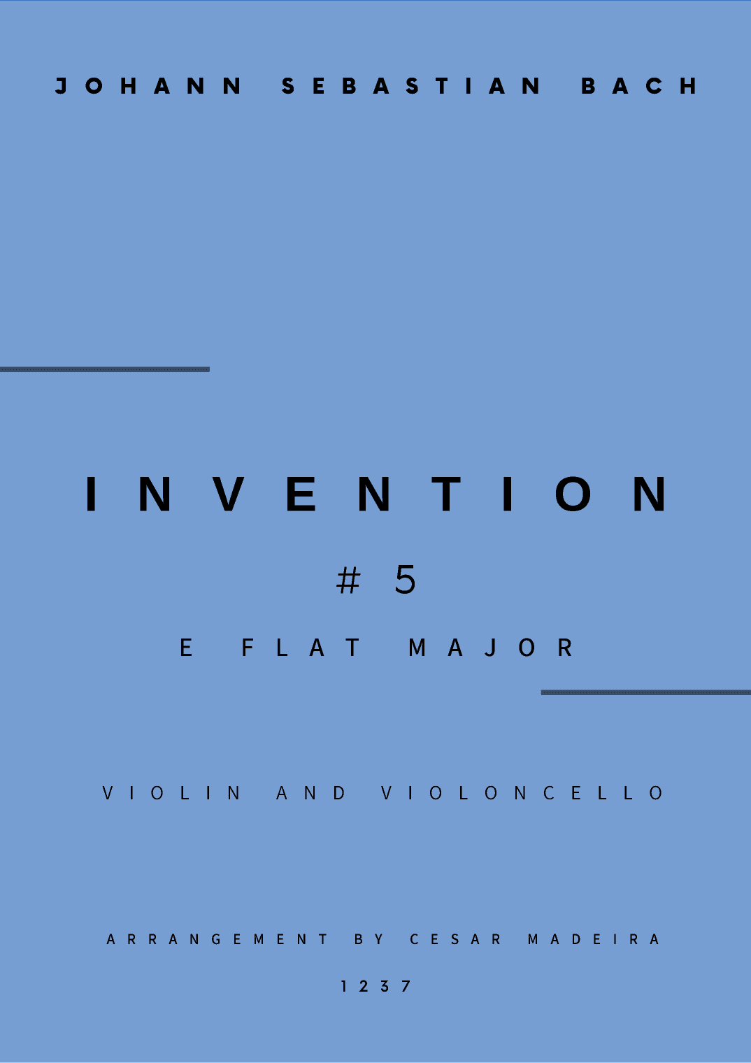 Invention No.5 in Eb Major - Violin and Cello (Full Score and Parts) (arr. César Madeira)