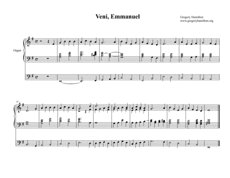 Veni, Emmanuel, O Come, O Come, Emmanuel Alternate Harmonization for Organ (arr. Gregory Hamilton)