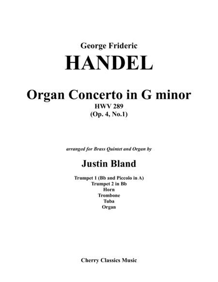 Concerto in G minor for Organ and Brass Quintet (arr. Justin Bland)