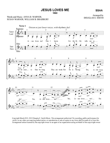 Jesus Loves Me (arr. Douglas E Smith)