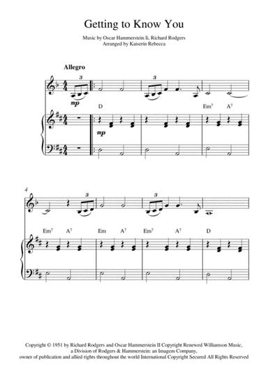 Getting To Know You (arr. Kaiserin Rebecca)