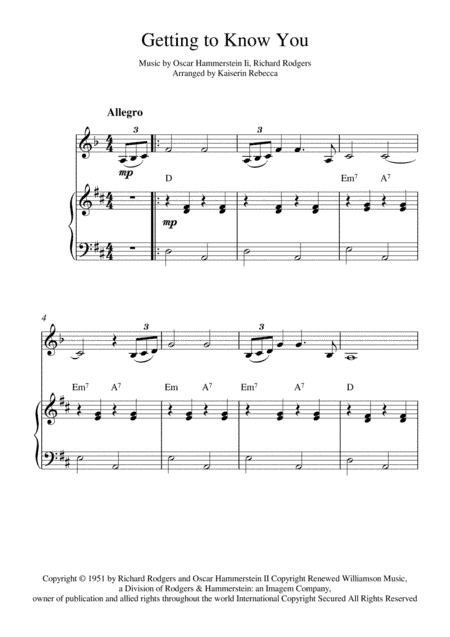Getting To Know You (arr. Kaiserin Rebecca)