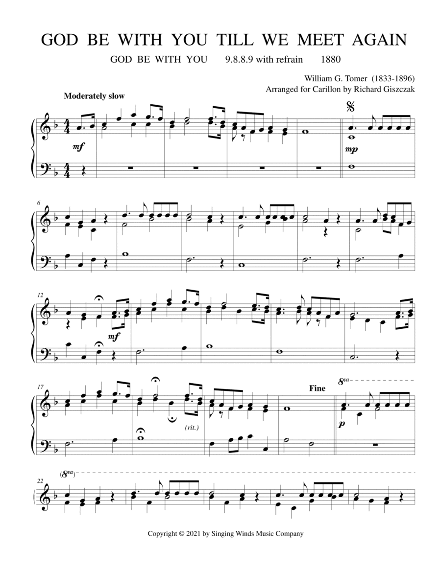 God Be With You Till We Meet Again (GOD BE WITH YOU) (arr. Richard Giszczak)