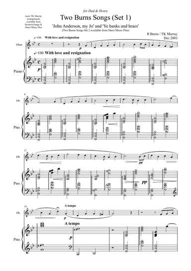 Burns Songs - Set 1 - Oboe & Piano - TK Murray