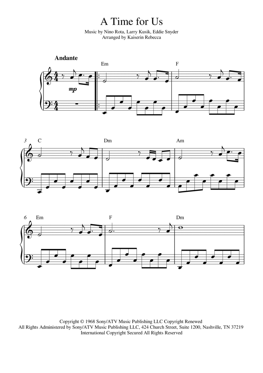 A Time For Us (love Theme) (arr. Kaiserin Rebecca)