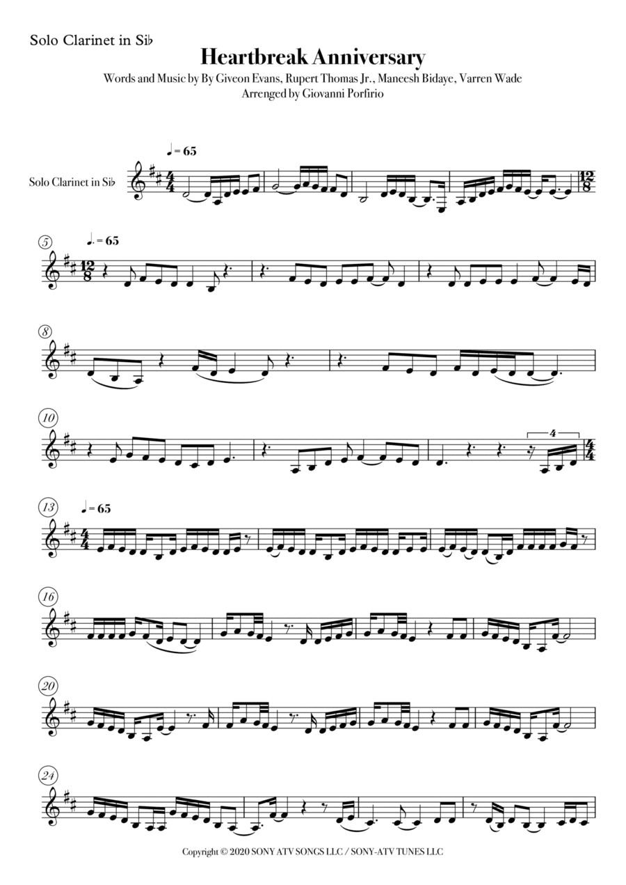 Heartbreak Anniversary (arr. Giovanni Porfirio)