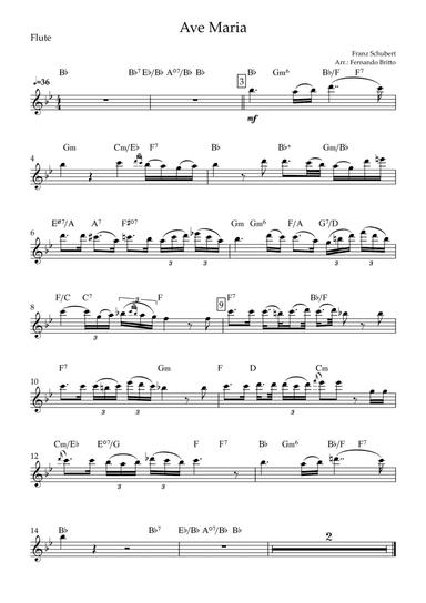 Ave Maria (Franz Schubert) for Flute Solo with Chords (arr. Fernando Britto)