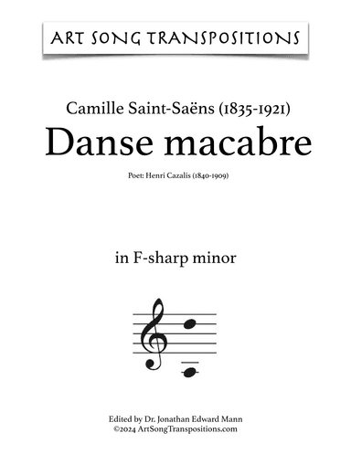 SAINT-SAËNS: Danse macabre (transposed to F-sharp minor) (arr. ArtSongTranspositions.com)