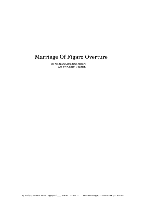Marriage Of Figaro Overture (arr. Gilbert Taunton)