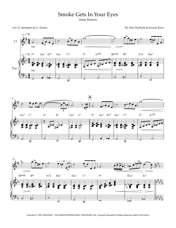 Smoke Gets In Your Eyes (arr. Debra E. Stempien, Gregory H. Turner)