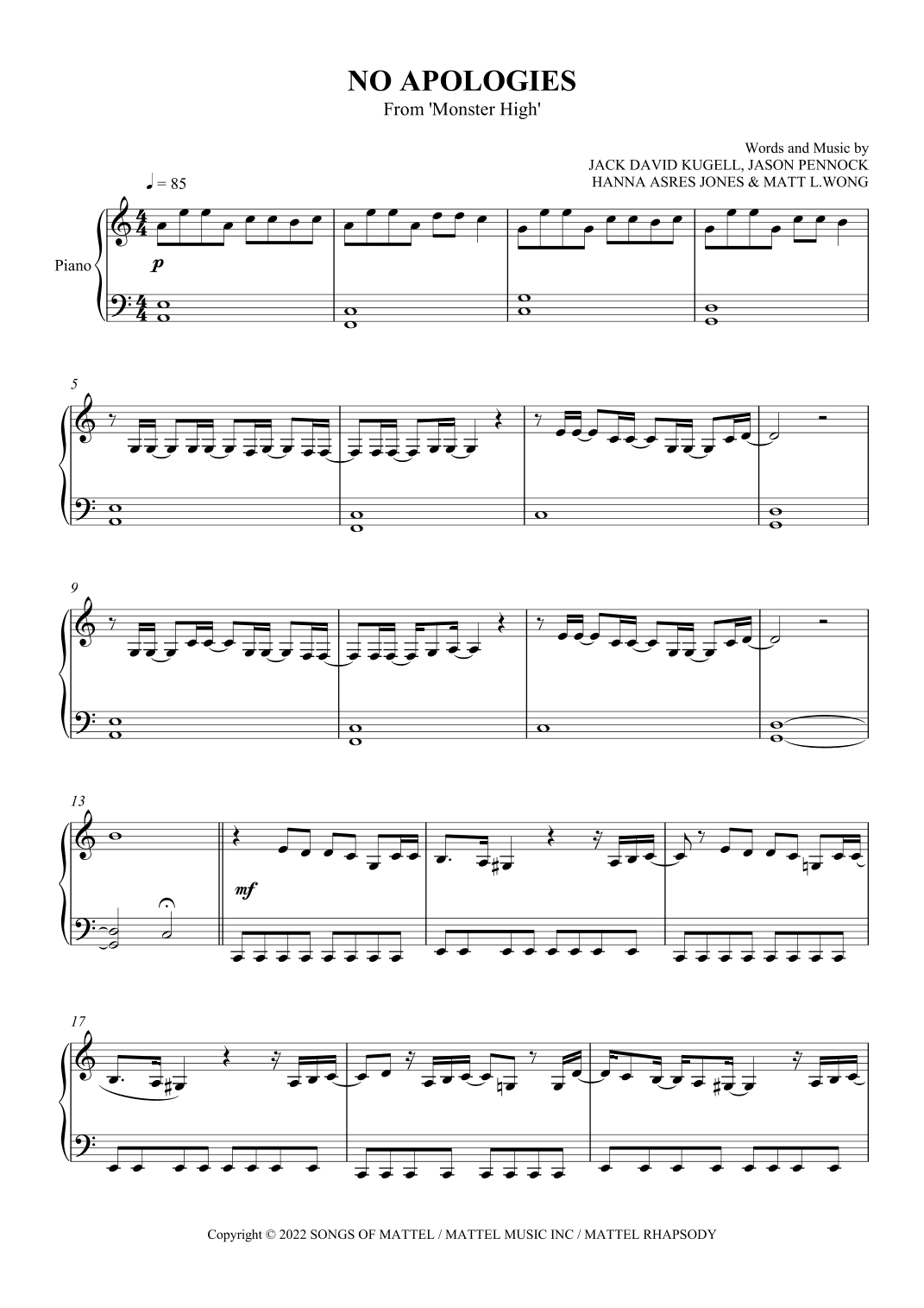No Apologies (arr. SCMusic)