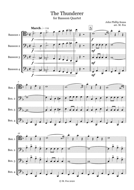 The Thunderer (for Bassoon Quartet) (arr. Matthew Fox)