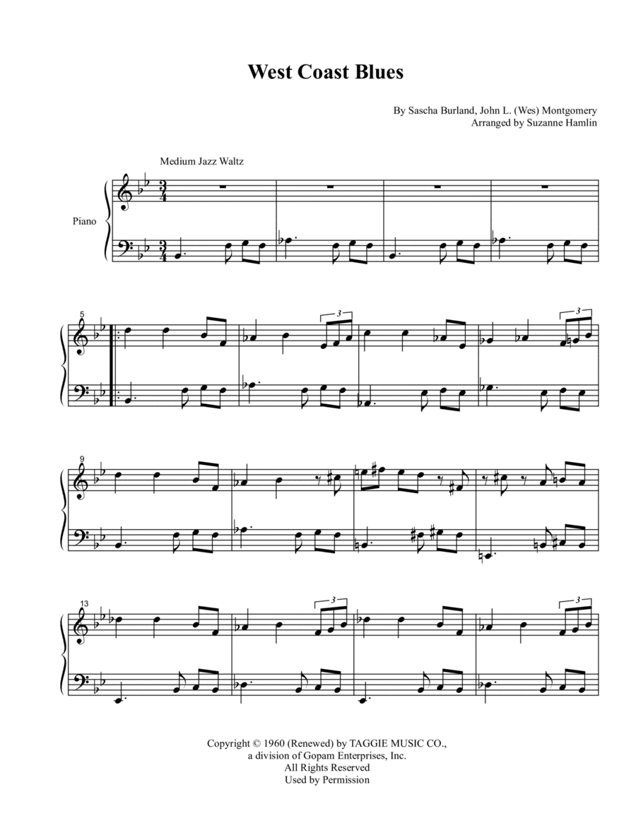 West Coast Blues (arr. Suzanne Hamlin)