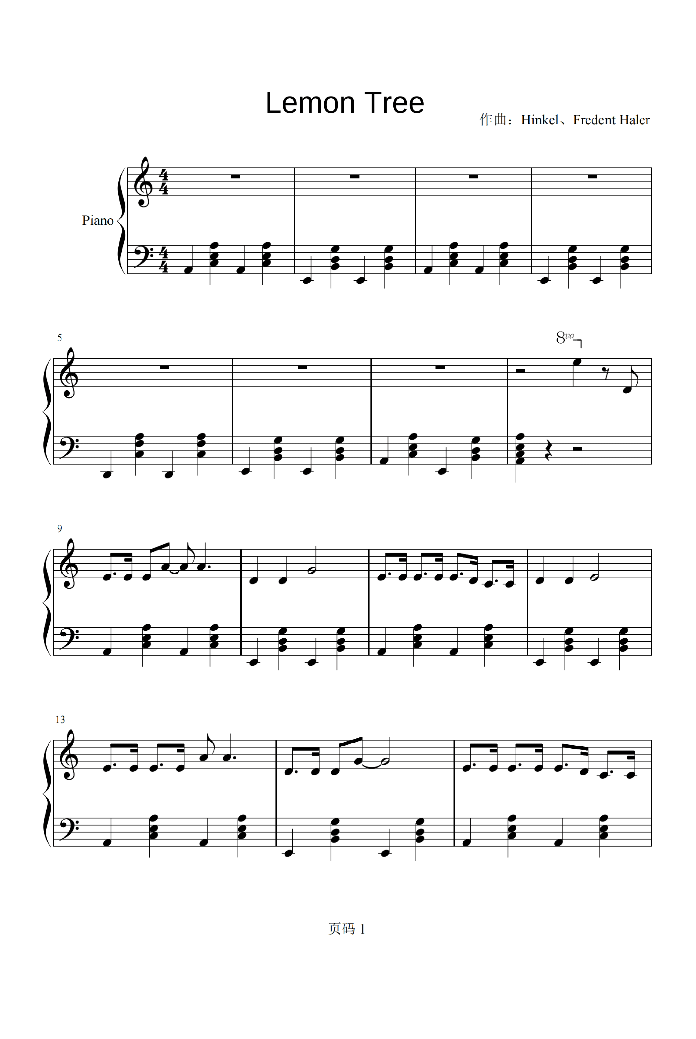 Lemon Tree (arr. Volker Hinkel)