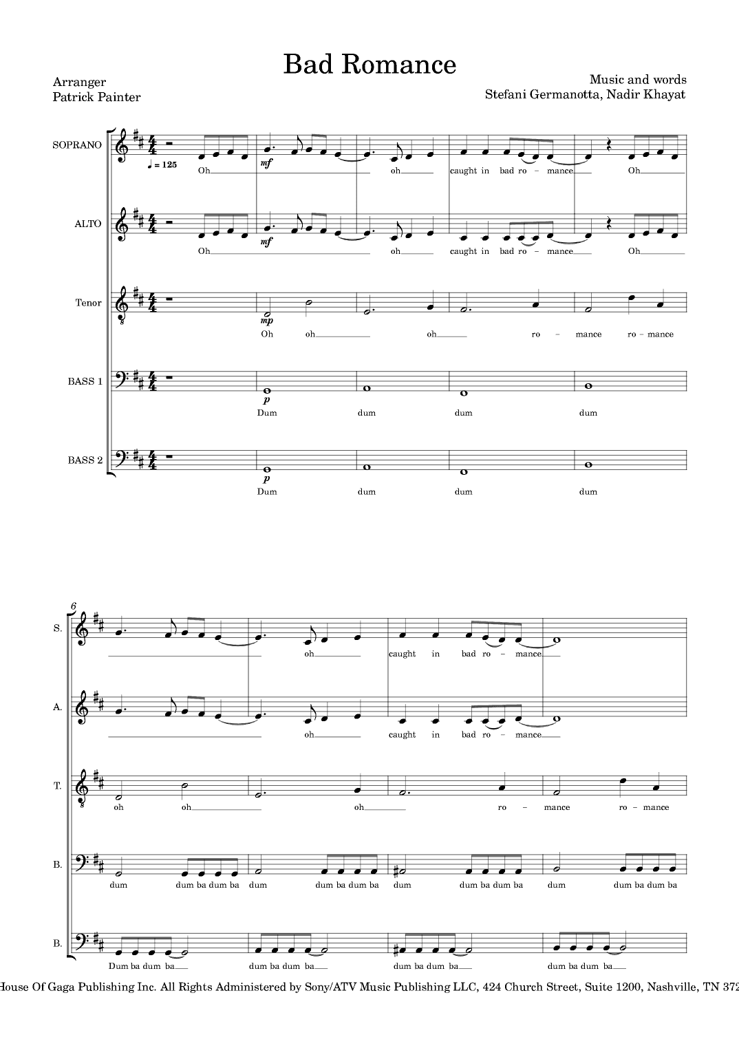 Bad Romance (arr. Patrick Painter)