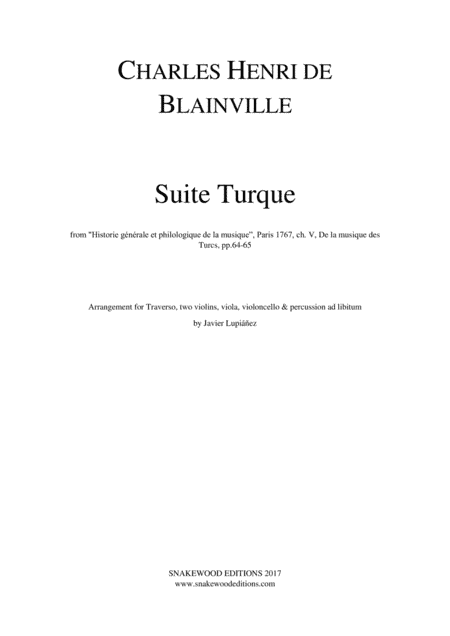 BLAINVILLE – SUITE TURQUE (arr. Sneakwood Editions)