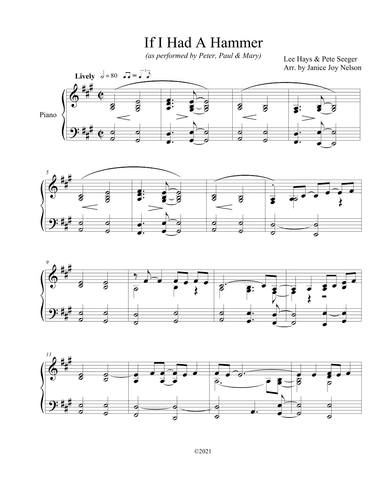 If I Had A Hammer (the Hammer Song) (arr. Janice J Nelson)