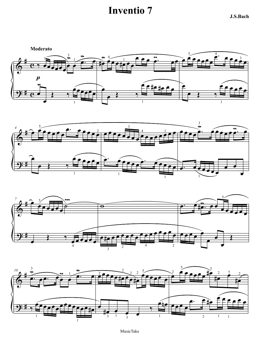 Bach Invention 7 in E minor (arr. Ben Choupak)