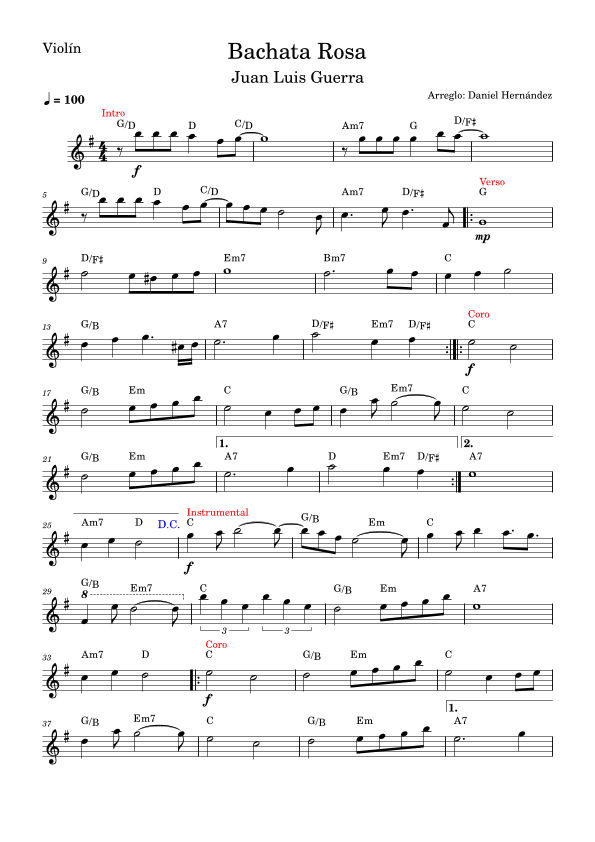 Bachata Rosa (arr. Daniel Hernandez)