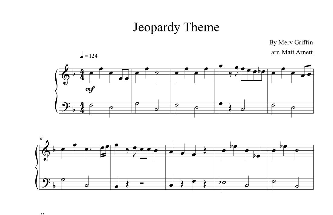 Jeopardy Theme (arr. Matt Arnett)
