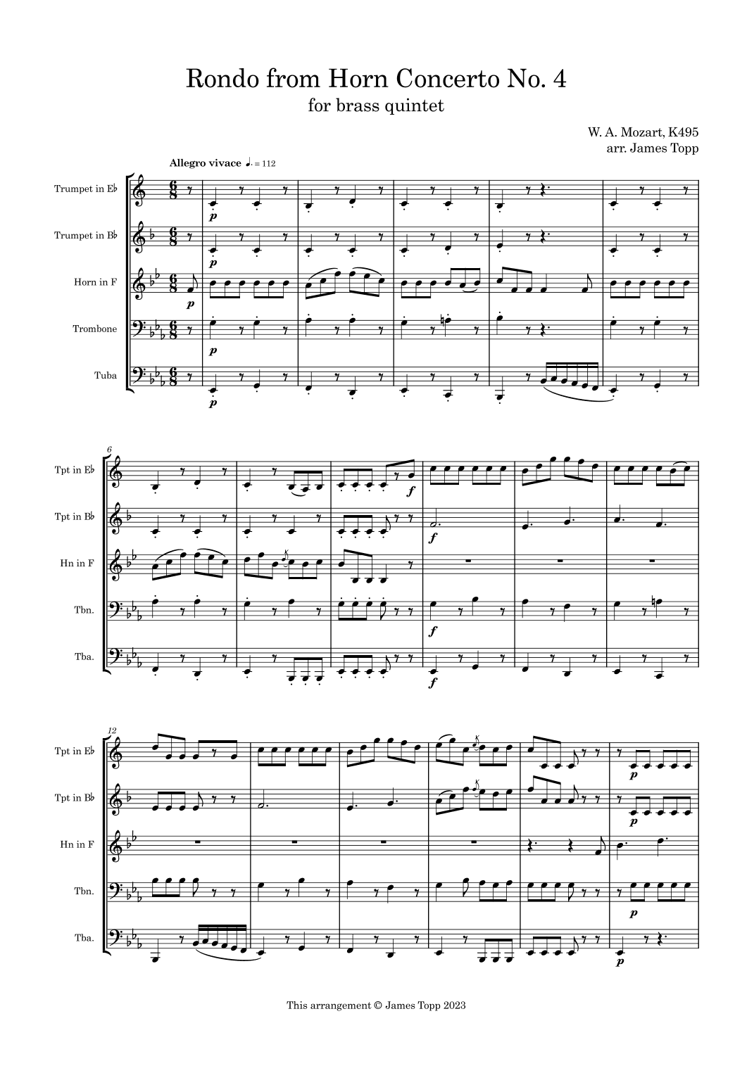 Rondo from Horn Concerto No. 4 K495 (arr. James Topp)