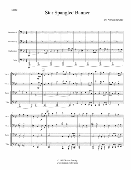 Star Spangled Banner - Low Brass Quartet (arr. Norlan Bewley)
