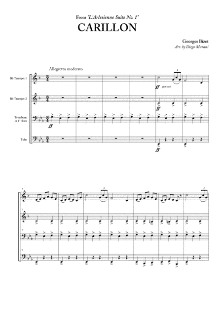 Carillon from "L'Arlesienne Suite No. 1" for Brass Quartet (arr. Diego Marani)