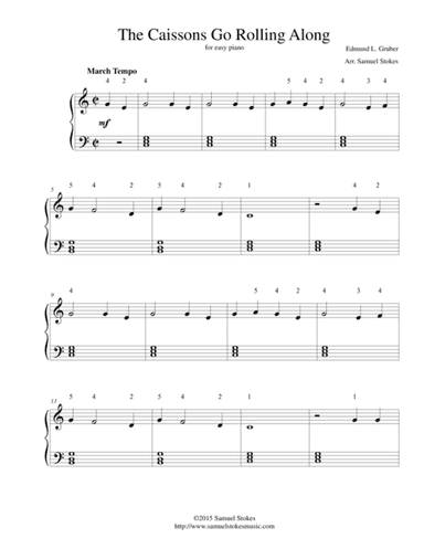 The Caissons Go Rolling Along (The Army Goes Rolling Along) - for easy piano (arr. Samuel Stokes)